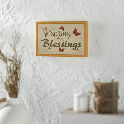 «Spring In Bloom Spring Blessings w / Butterflies MDF», affiche murale encadrée 6,5 x 10 x 1