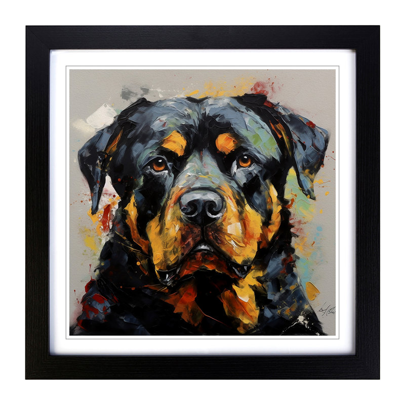 Rottweiler Abstract Expressionism No.3 - Framed Print, Black