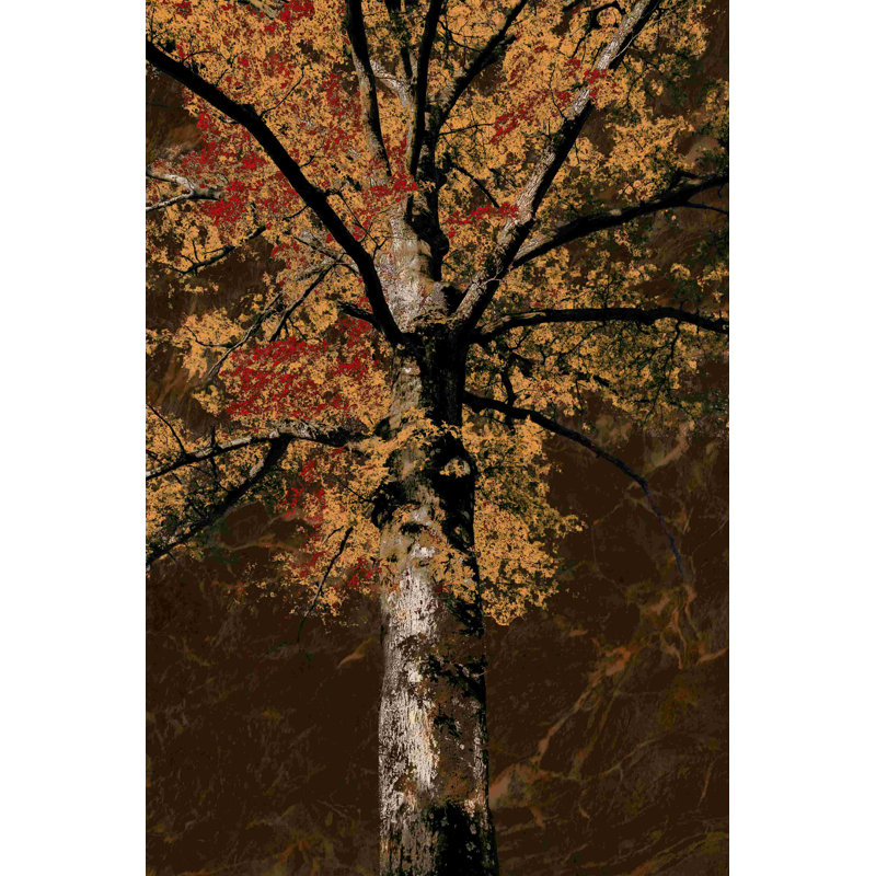 Tree Collage 3 - peinture sur toile tendue, H 18 po x l 12 po
