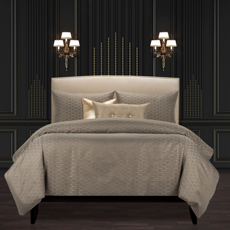 Star Attraction Cotton Blend Duvet Cover & Insert Set, Nickel, Queen Duvet Cover + 2 Throw Pillows