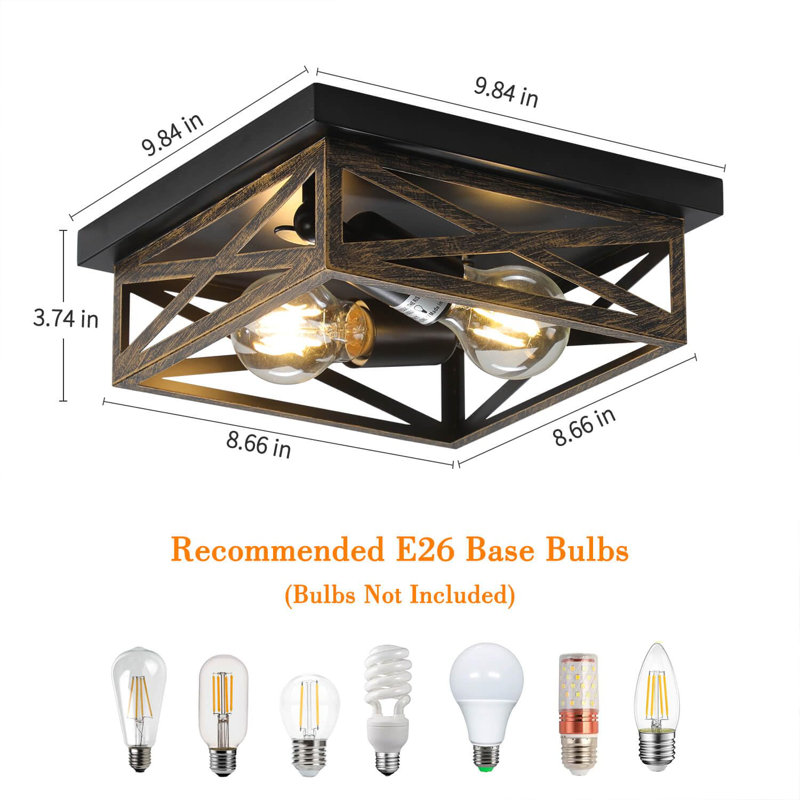 Vintage Farmhouse Flush Mount Ceiling Light Fixtures, 2-Light Hallway Kitchen Ceiling Light, Industrial Farmhouse Light Fixtures Ceiling Mount For Bedroom (Set of 2)