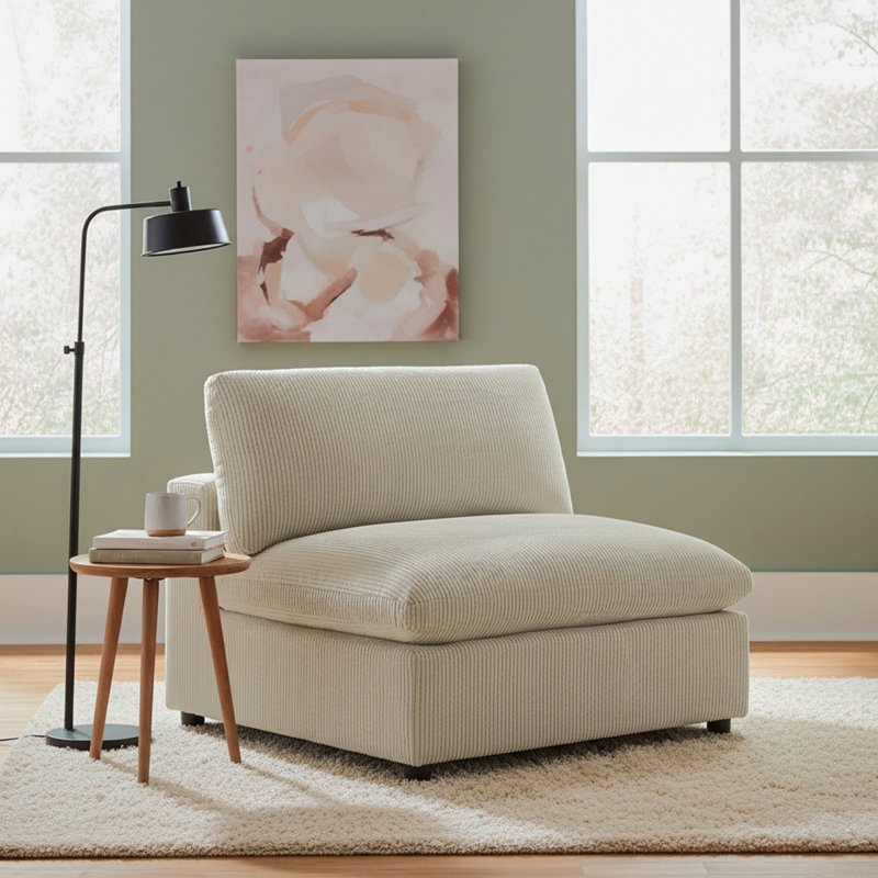 Fauteuil sans accoudoirs Chelsea - velours côtelé beige