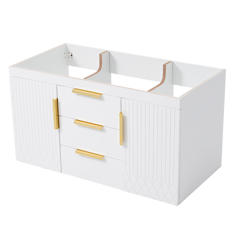 Meuble-lavabo mural sans lavabo, Blanc / Blanc