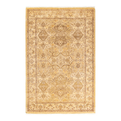 Tapis unique en laine noué à la main de 5 pi 10 po x 8 pi 10 po nouvel âge Hayner en beige / noir / rouge