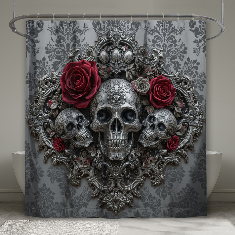 Rideaux de douche Ornate Skulls, 70in W x 84in H