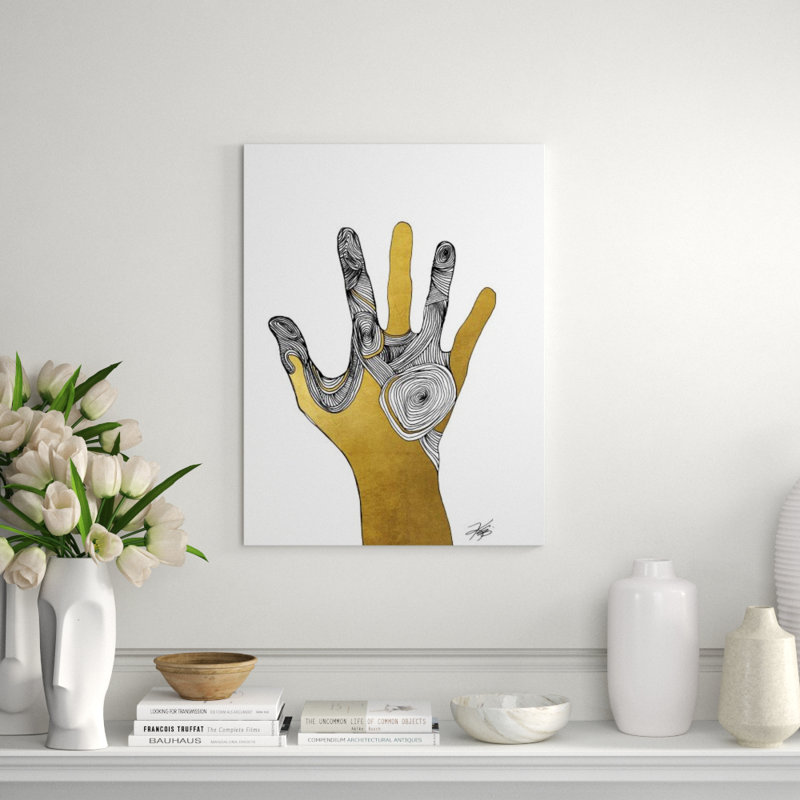 Sign Language I Print by Kelli Ellis, 32" H x 24" W x 1.5" D, Gilded Gold