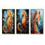 Ensemble de 3 décorations murales orange et bleu Seahorse Symphony I - Hippocampe-141470795-141470797