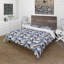 Blue Bohemian Bird Feathers I - Ensemble de housse de couette Bohemian - Polyester en microfibre-1638539433