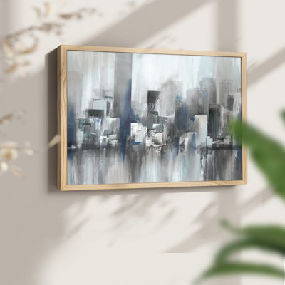 Cityscape in Blues -Framed Print - Restickable
