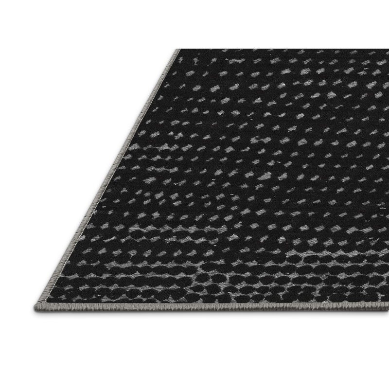 Polyester Brahn abstrait tissé à la machine en gris / noir, Rectangle 2 pi x 3 pi