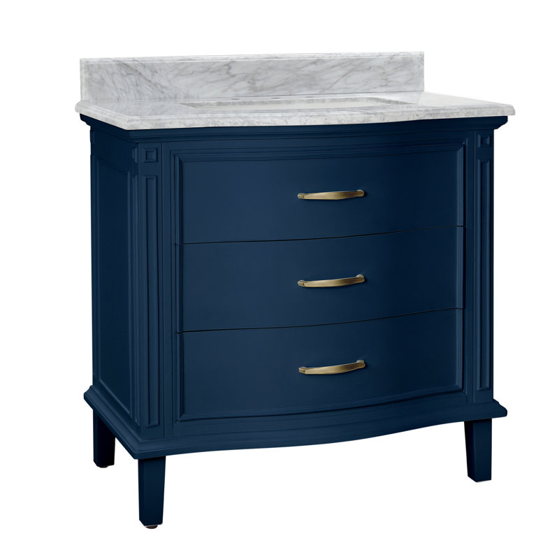 Ensemble de meuble-lavabo simple 36 "avec miroir, Bleu minuit