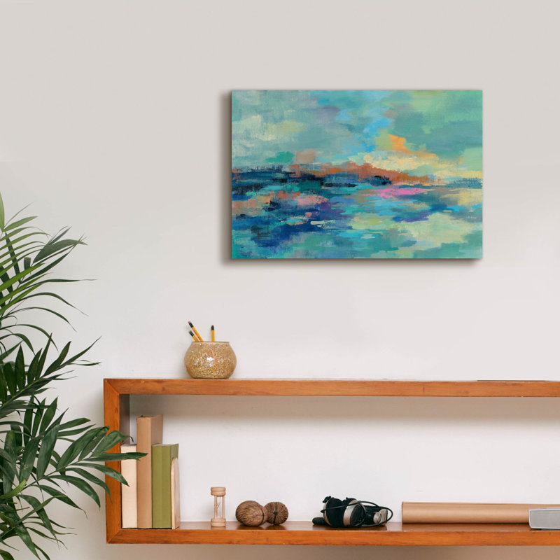 «Summer Seaside» par Silvia Vassileva - peinture sur toile tendue, H 12 po x l 18 po x P 0,75 po