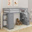 Lit mezzanine simple avec tiroirs de rangement, tablettes et escaliers-1414388554