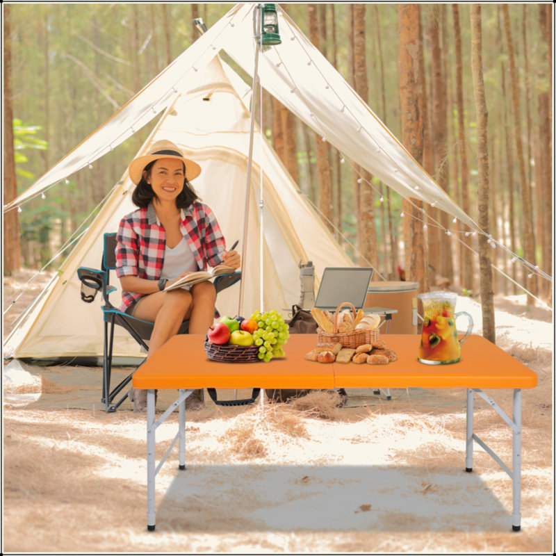Table pliante portative orange 4 pi 4 po et pliable pour un maximum de 135 kg, Orange