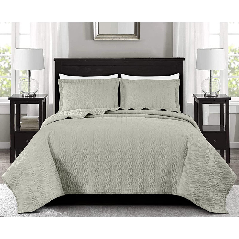 Solid Color Cotton Quilt Cotton Quilt, Natural, Queen Quilt + 2 Standard Shams