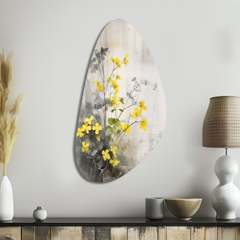 Naim - art mural asymétrique en métal à forme florale, H 39 po x l 21 po x P 1 po