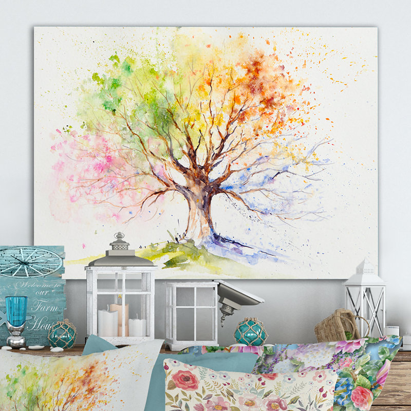 Arbre aux couleurs de toutes les saisons - reproduction sur toile tendue, H 8 po x l 12 po x P 1 po