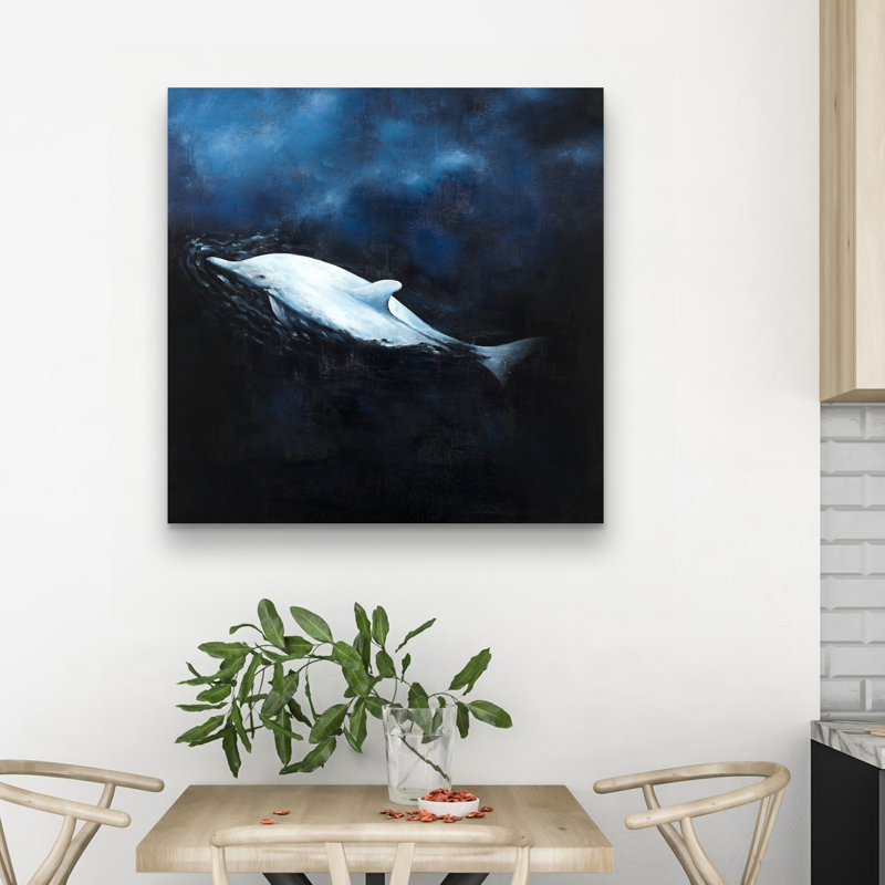 Swimming dolphin - 32"x32" art on canvas