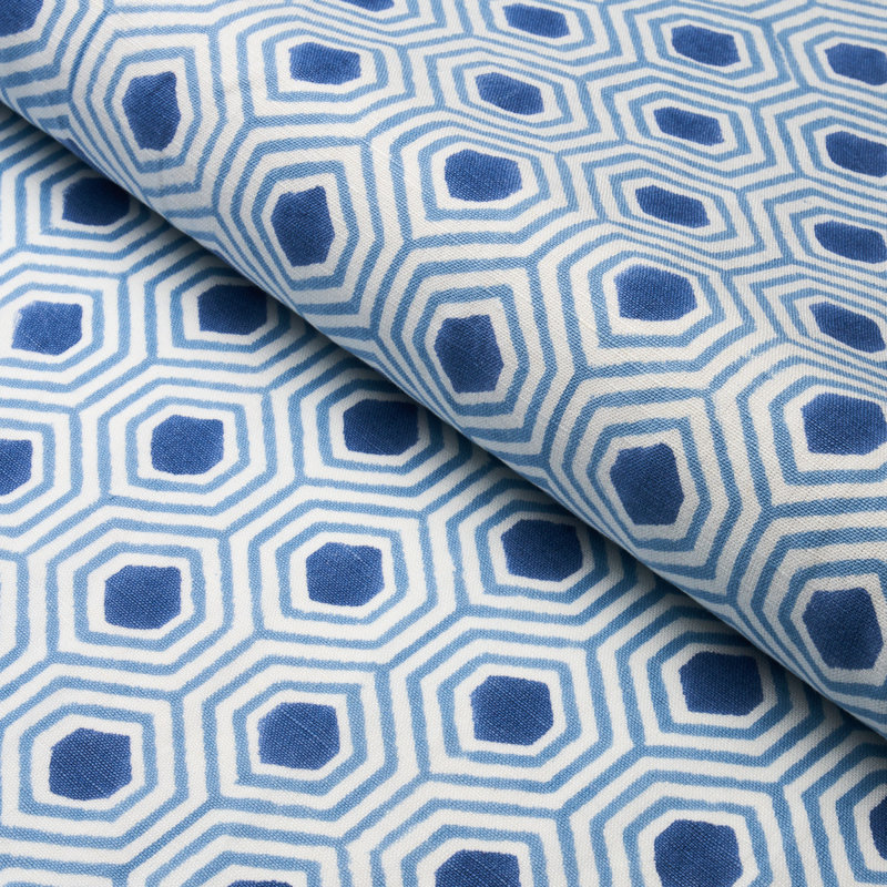 Otis Hand Print Fabric, Blue