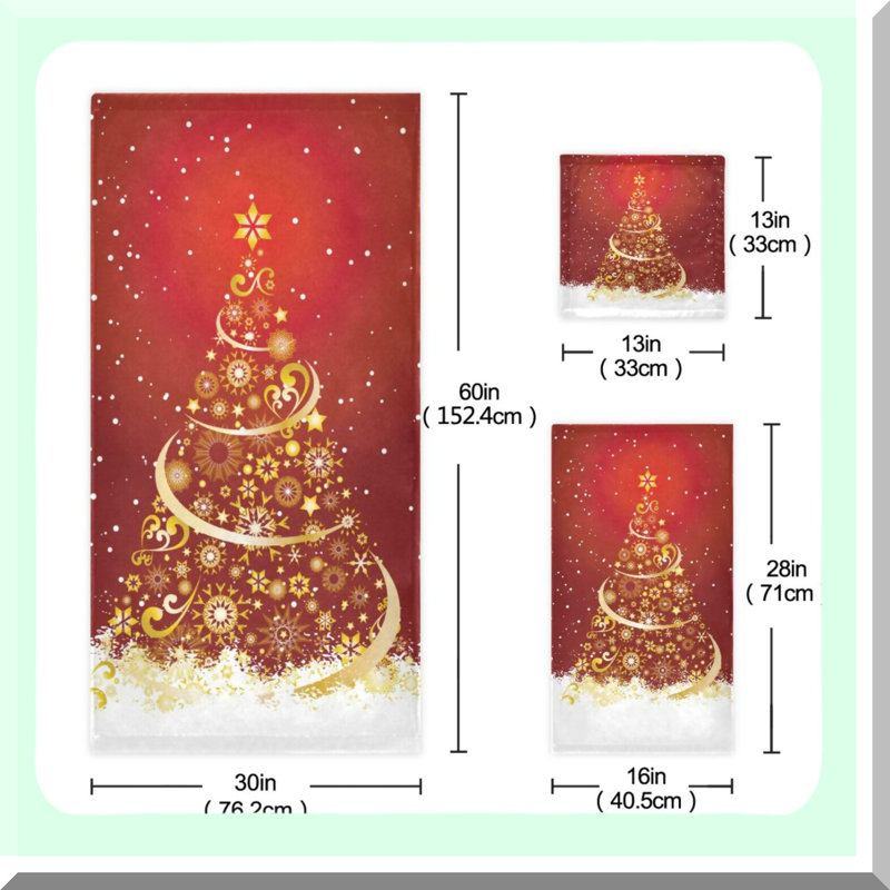 Winter Wonderland Snowflake Towels - Soft, Absorbent, Festive Bathroom Set of 3 - Red Holiday Decor for Bath, Hand, and Guest Towels