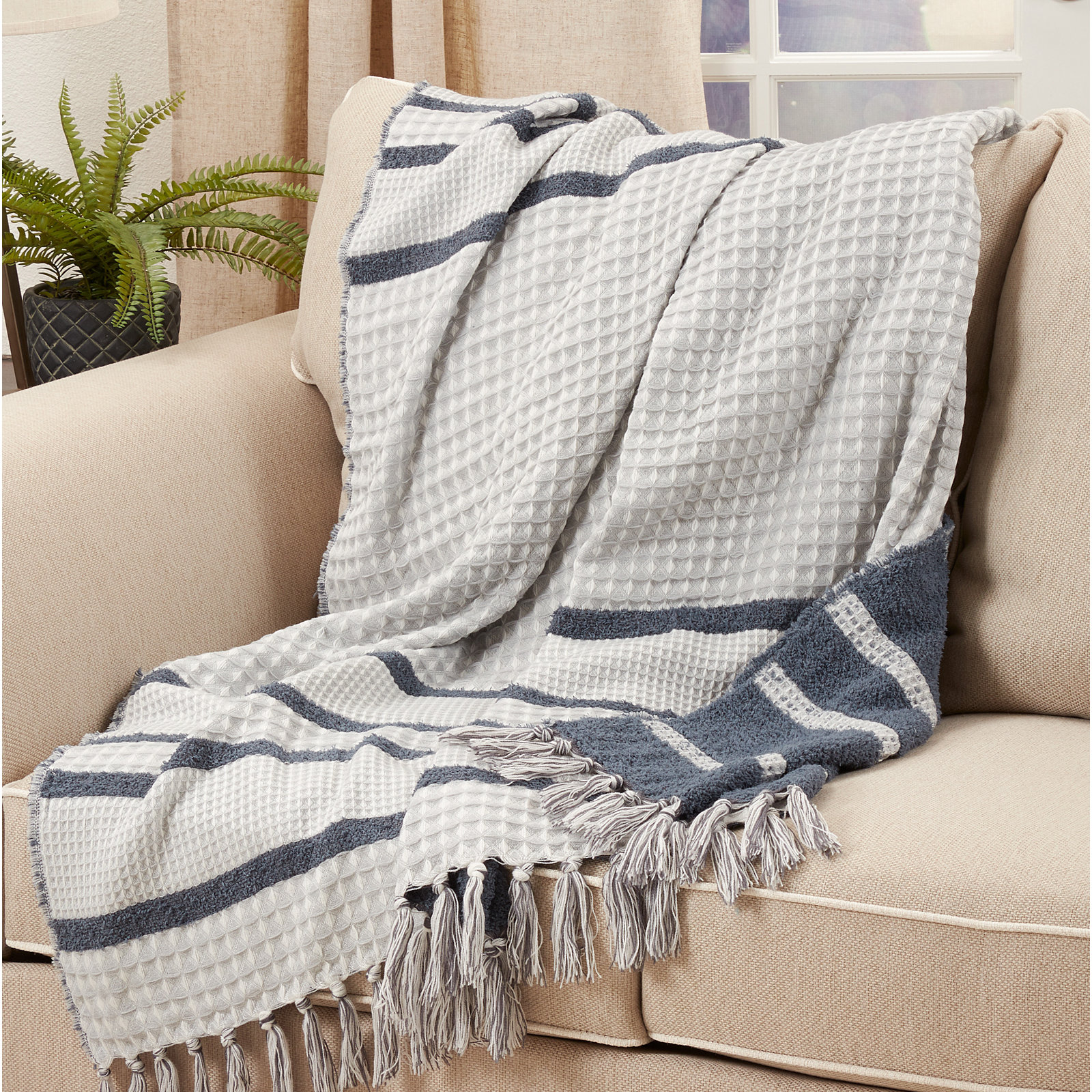 Angelica Throw Blanket, Navy Blue