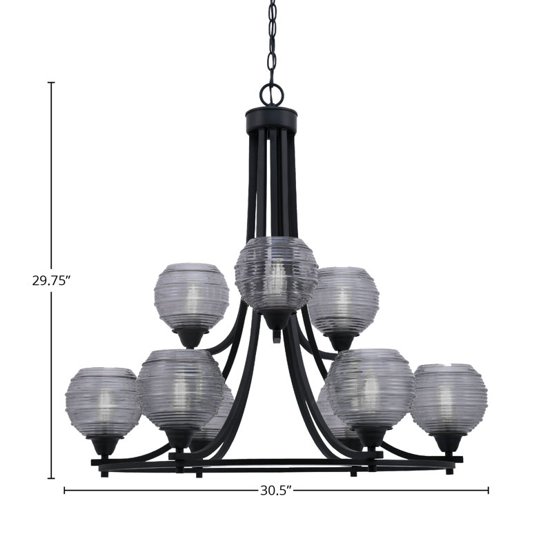 Paramount 9 Light Uplight Chandelier, Gray