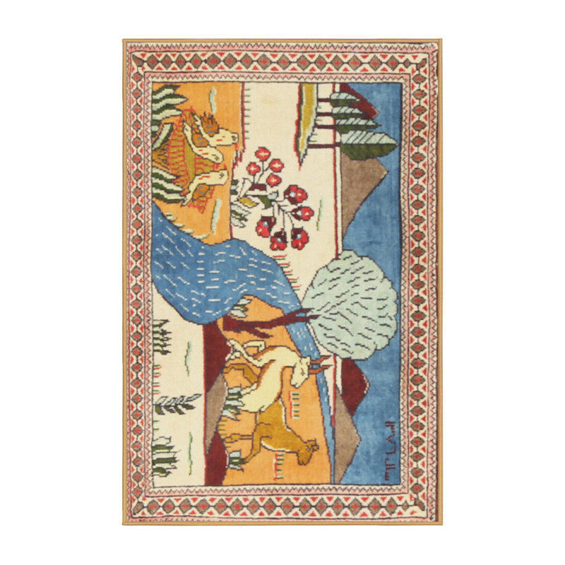 Tapis bleu / beige / rouge, Rectangle 4 pi x 6 pi