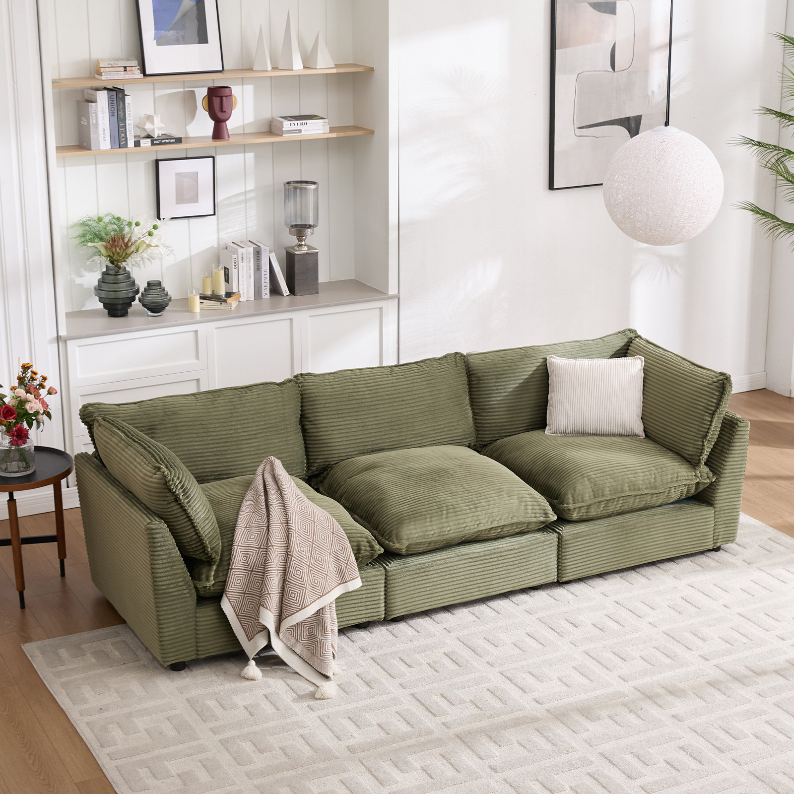 Eagan 106" Modular Sofa, Green Corduroy