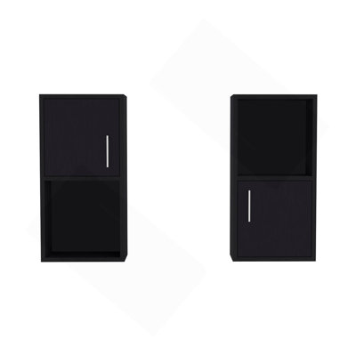 2-Pc Wall-Mounted Bathroom Medicine Cabinet with Open and Closed Storage