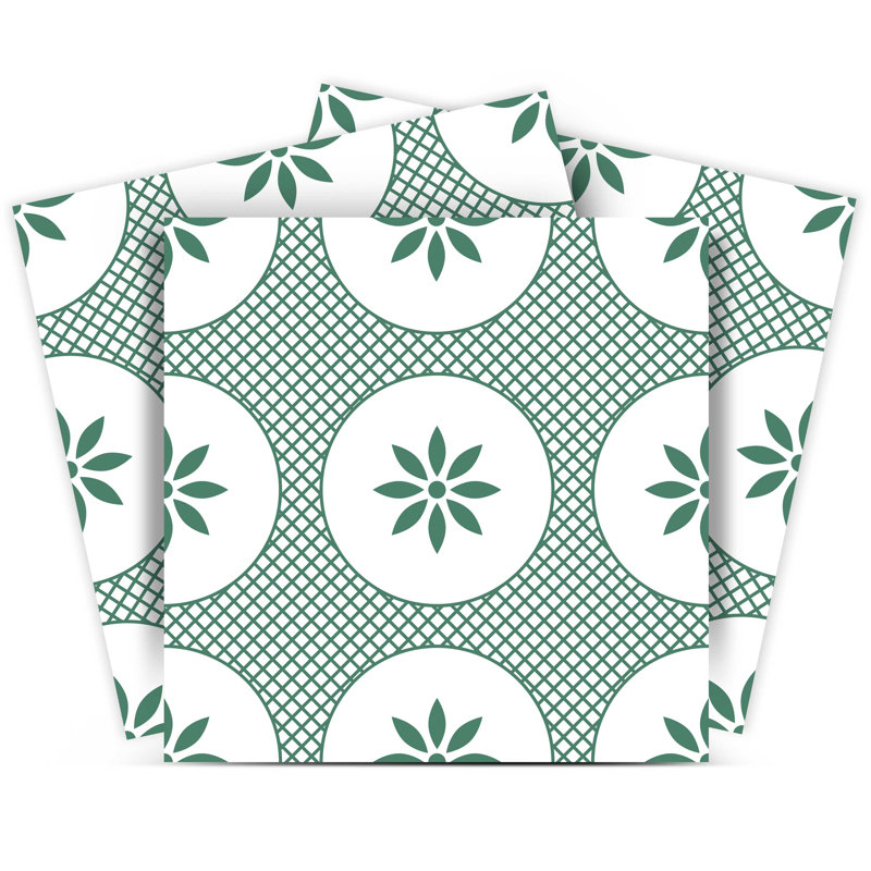 Carreaux de vinyle vert et blanc à peler et coller (ensemble de 24)