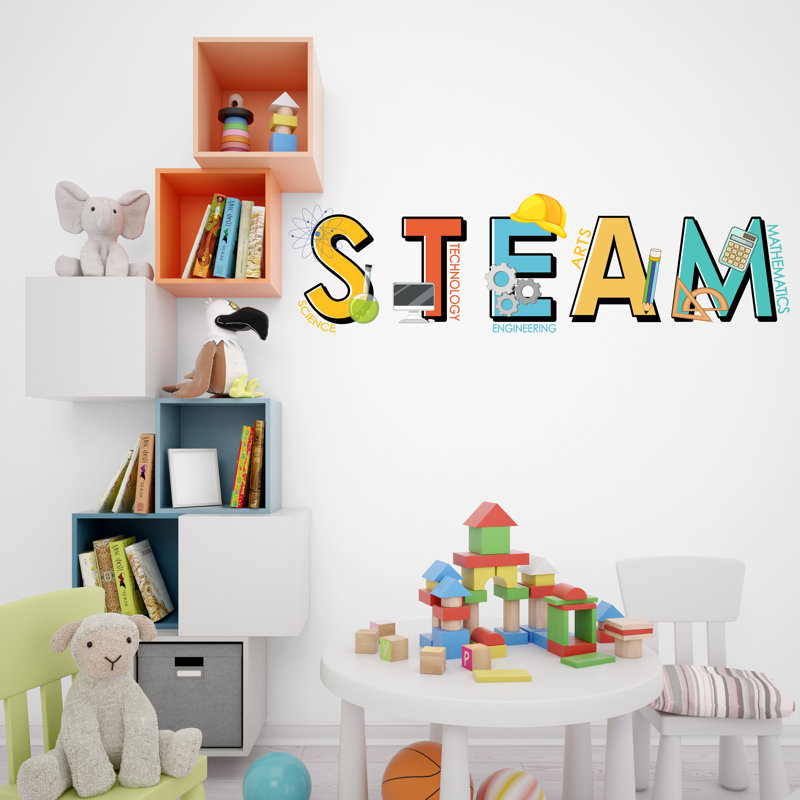 Autocollant mural Steam Science Technology, H 23 po x l 80 po