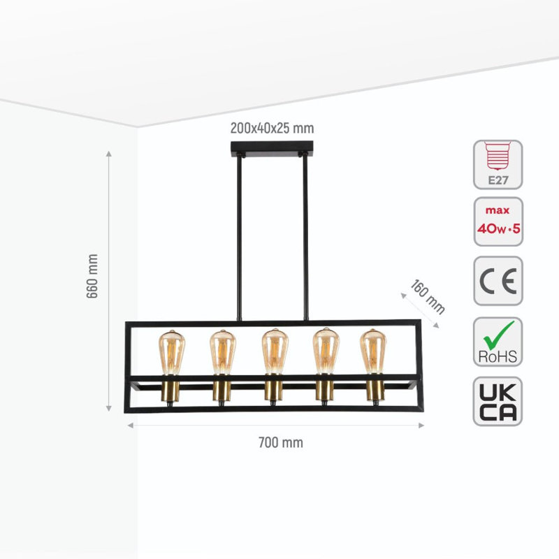 Agis 5 - Light Kitchen Island Chandelier