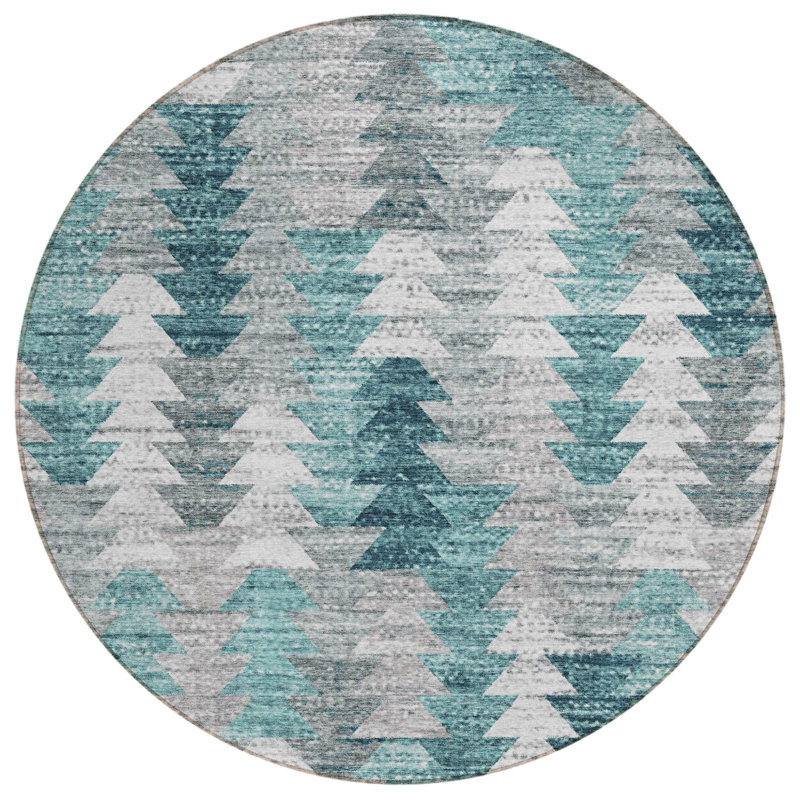 Tapis intérieur / extérieur rond lavable bleu foncé 8 pi