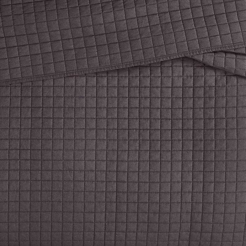 Nena 100% Linen Standard Solid Colour Quilt Set, Charcoal , Full / Double Quilt + 2 Standard Pillow Shams