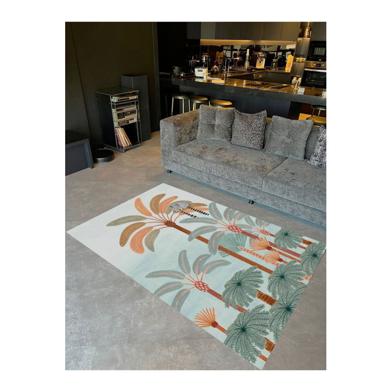 Tapis décoratif tropical à motif tissé Tropical Palm, Sous-tapis rectangulaire 3 pi 11 po x 5 pi 11 po i
