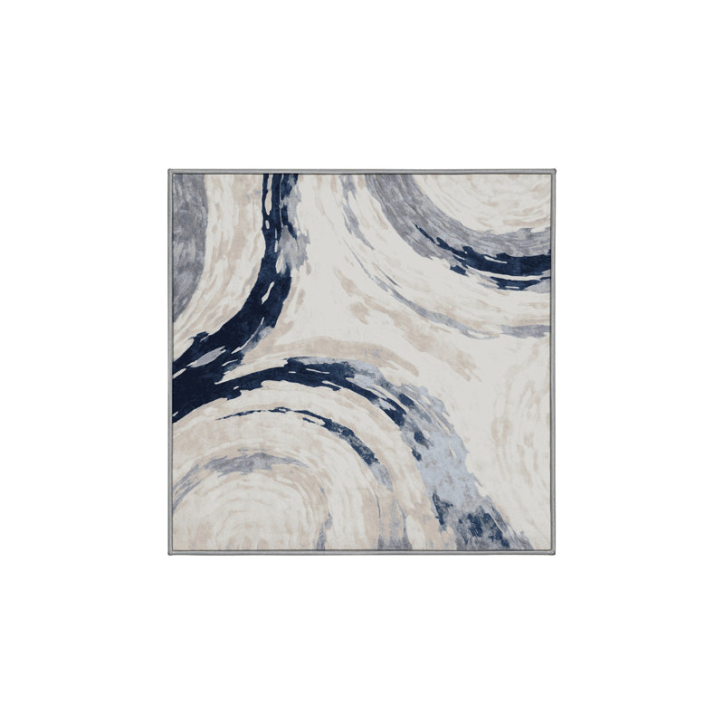 Machine Washable Gray Area Rug, Square 5'