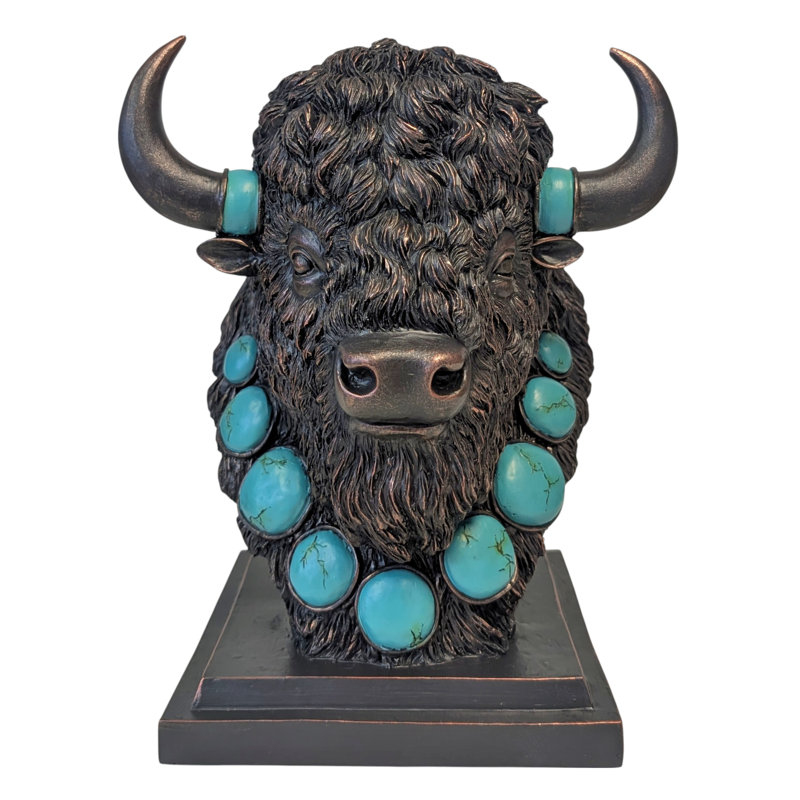 BUSTE DE BUFFLE AVEC DES ACCENTS TURQUOISE