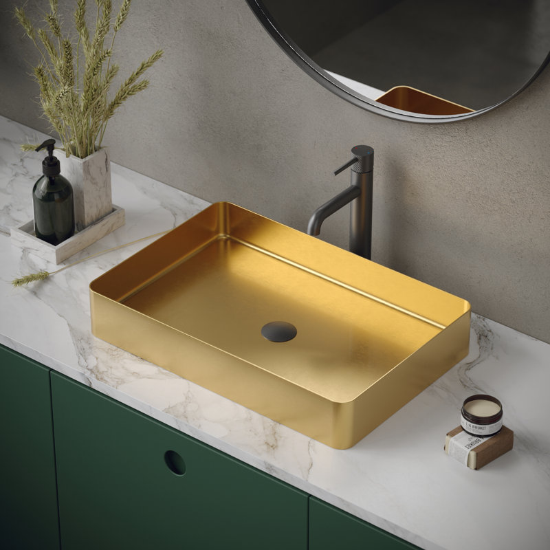 Karran Cinox 15.75'' Stainless Steel Rectangular Bathroom Sink, Gold