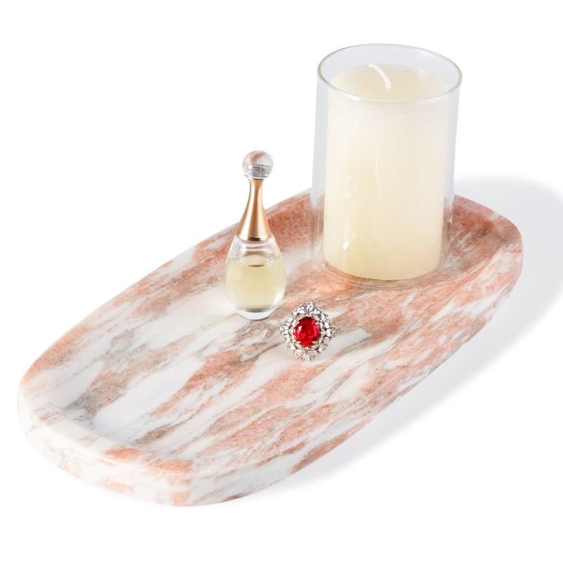 Plateau ovale en marbre naturel Guein, Rosso Norvegian