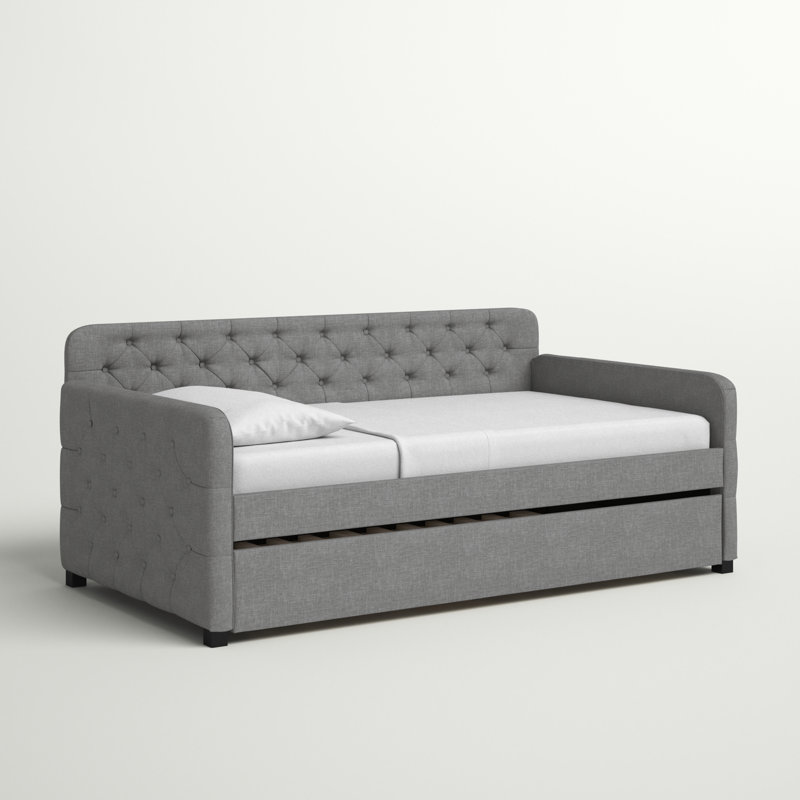 Lit de jour simple avec couchette Astra, Lin fumée