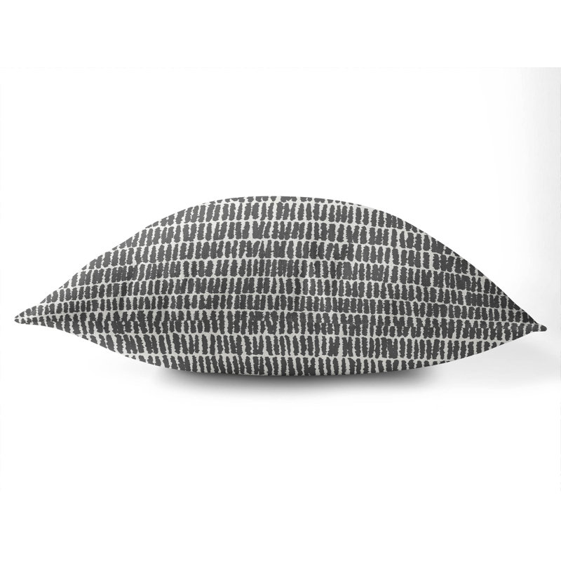 Coussin Ricky Row, Ivoire / rayures gris anthracite, H 26 po x l 26 po