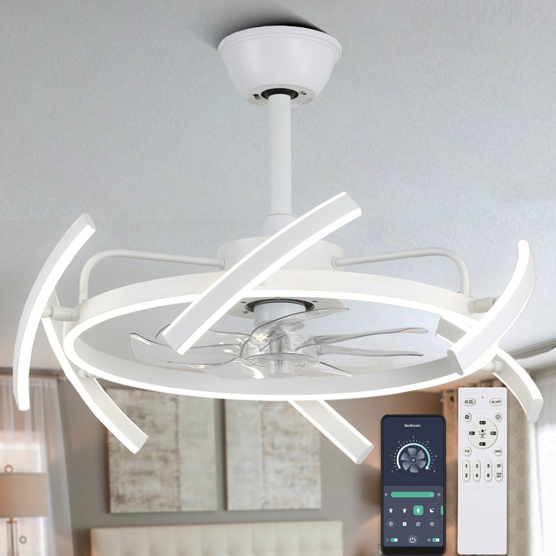 Kiara 12'' Ceiling Fan with LED Lights, White
