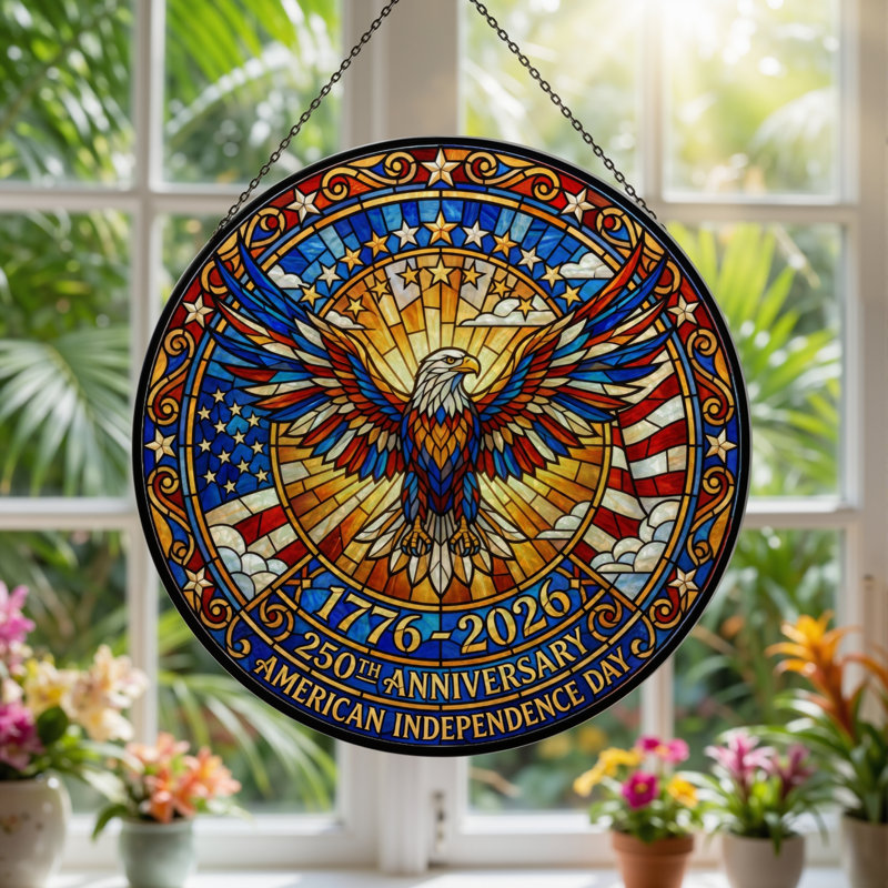 Panneau de fenêtre en verre pour décoration intérieure American Eagle USA 250th Anniversary - H 12 po, H 12 po