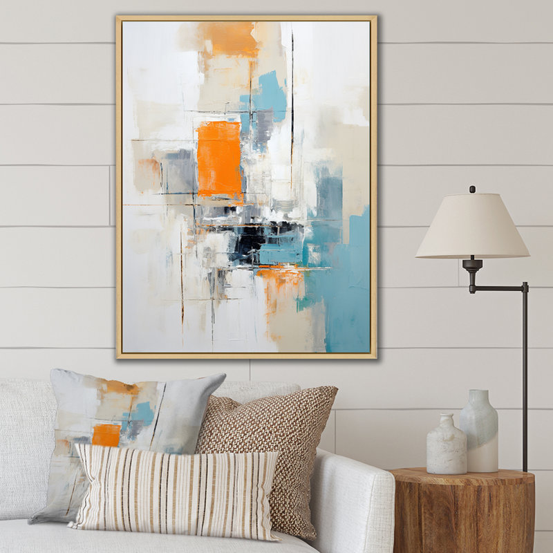 «Dialogue with Minimalisme Serene Blue Abstract», reproduction d'art sur toile, 20" H x 12" W, White Picture Framed