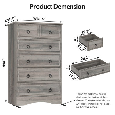 31.49 " W 6 - Drawer Dresser