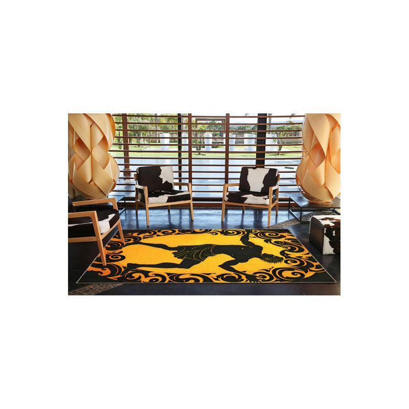 Tapis décoratif moderne noir, Rectangle 3'11" x 5'11" Rug Pad Included