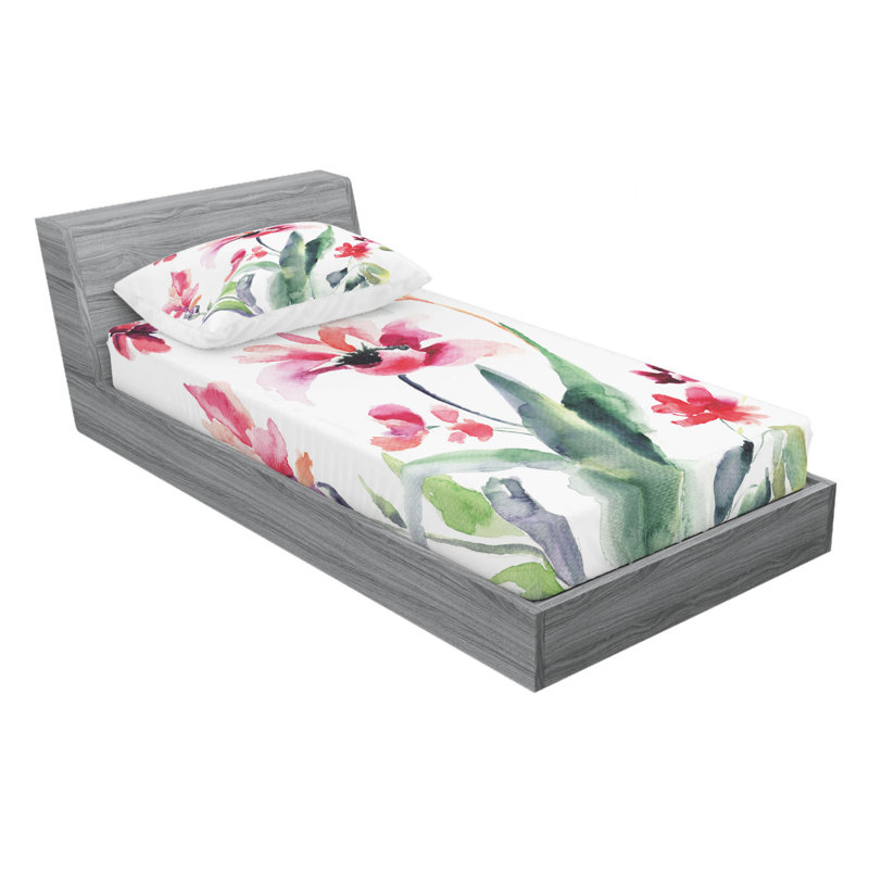 Microfiber Floral Sheet Set, Twin XL Sheet Set with Fitted Sheet