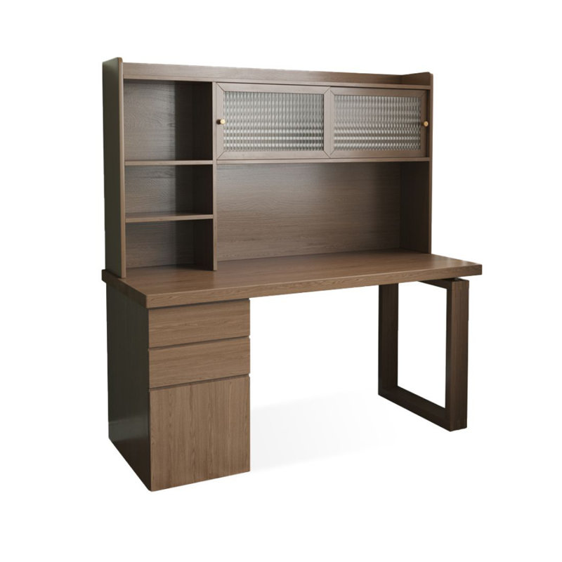 Bureau de direction rectangulaire en bois massif avec tiroirs Walnut, H 62,99 po x l 78,74 po x P 23,62 po, Retour à gauche