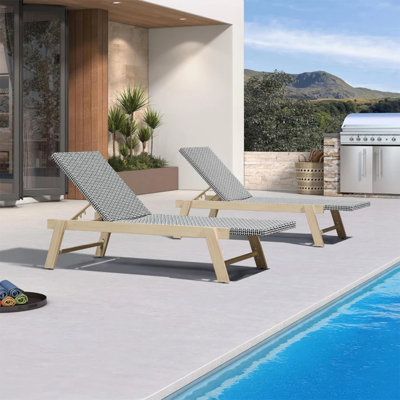  Très grand méridienne d'extérieur en osier de teck avec cadre en aluminium et teck en polyéthylène tressé de 771 lb à dossier réglable pour piscine, jardin et plage