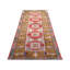 Tapis de couloir unique en laine noué à la main des années 1960 de 4 pi 6 po x 11 pi 4 po en rouge / vert